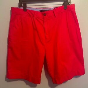 Tommy Hilfiger Men's Vibrant Red Flat Front Shorts Cotton Classic Fit Size 35